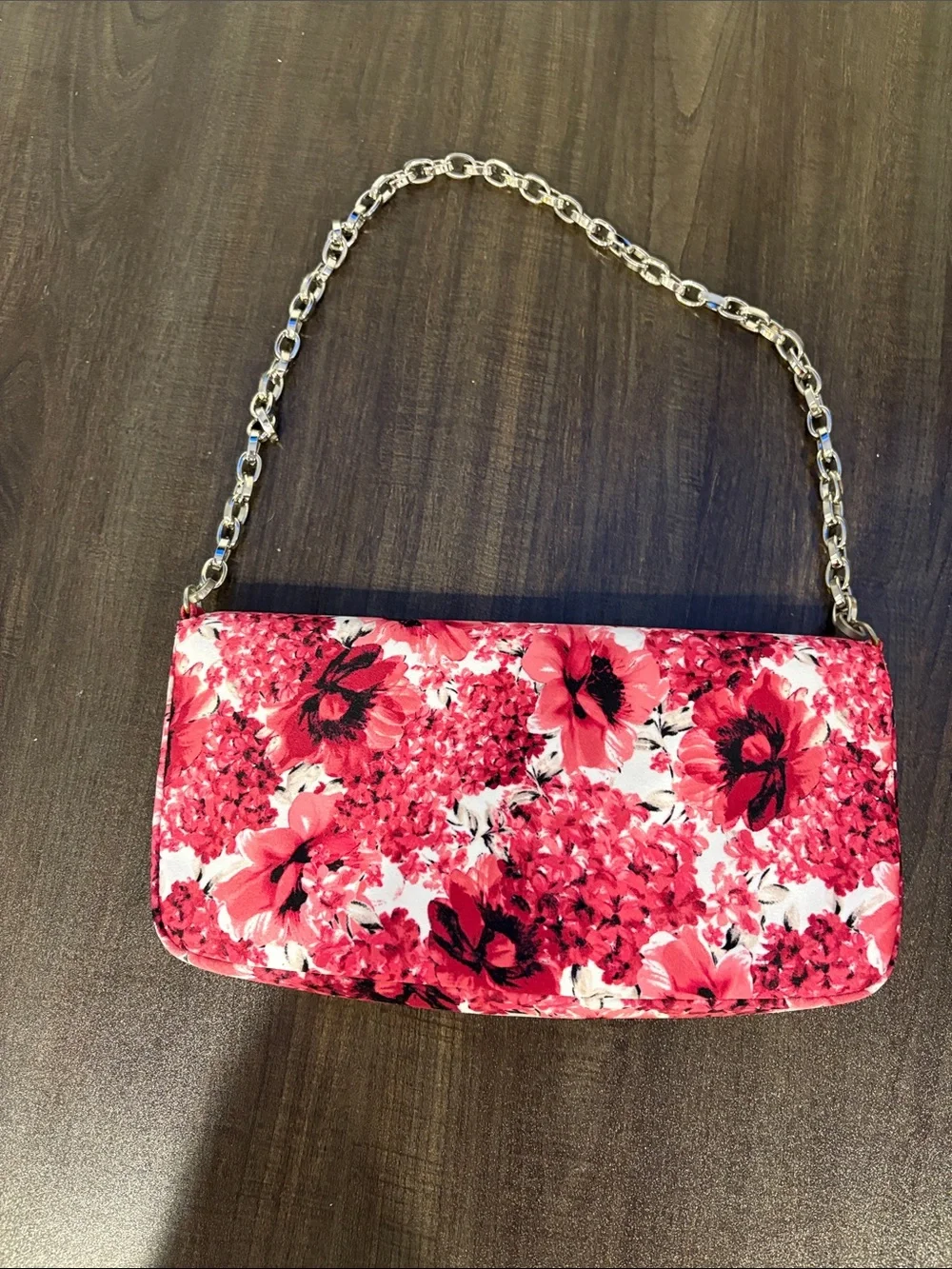 White House Black Market Pink Floral Chain-Handle Clutch - Picture 2 of 5